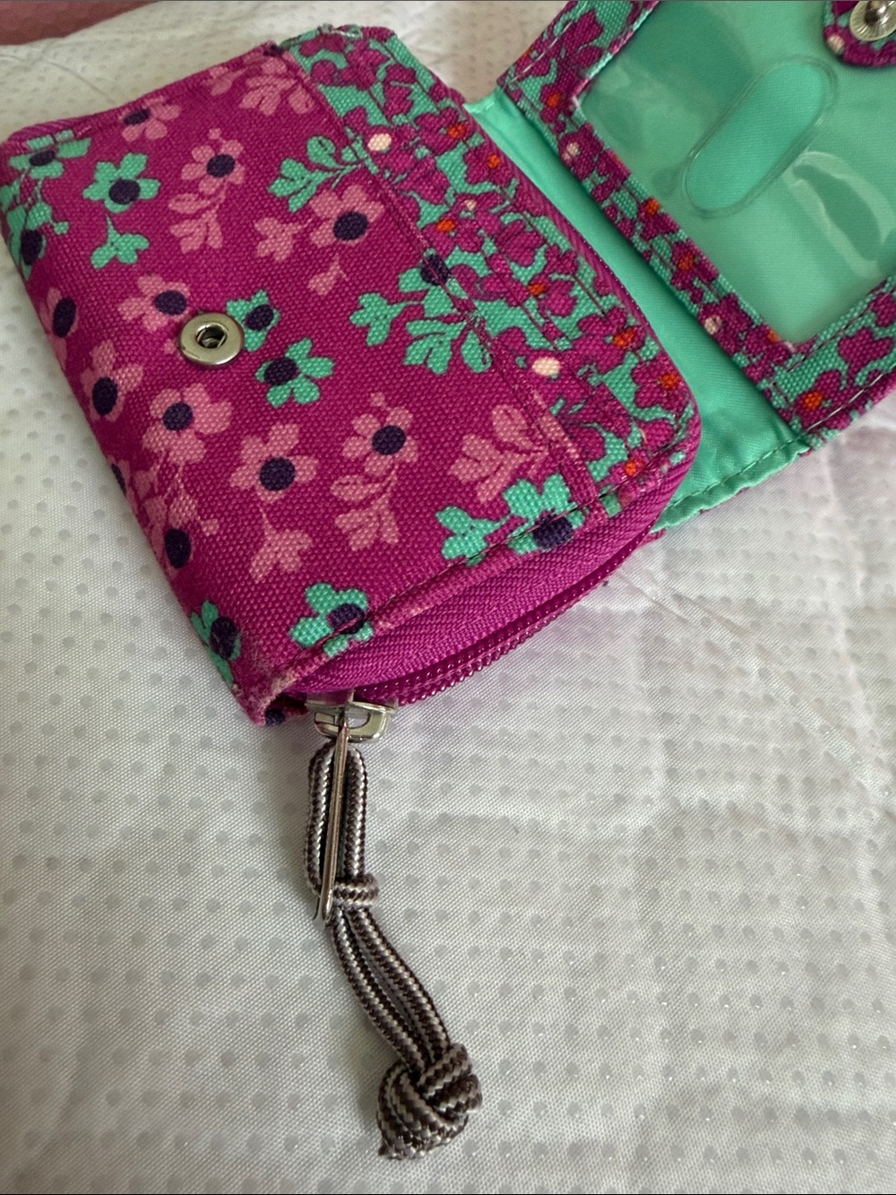 Vera Bradley Teal and Magenta Floral Zip Wallet - Picture 7 of 8